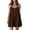 Brown #1, variant on Women Summer Spaghetti Strap Button Boat Neck Sundress Sleeveless Causal Cami Beach Cover Up with Pocket Loose Mini Dress