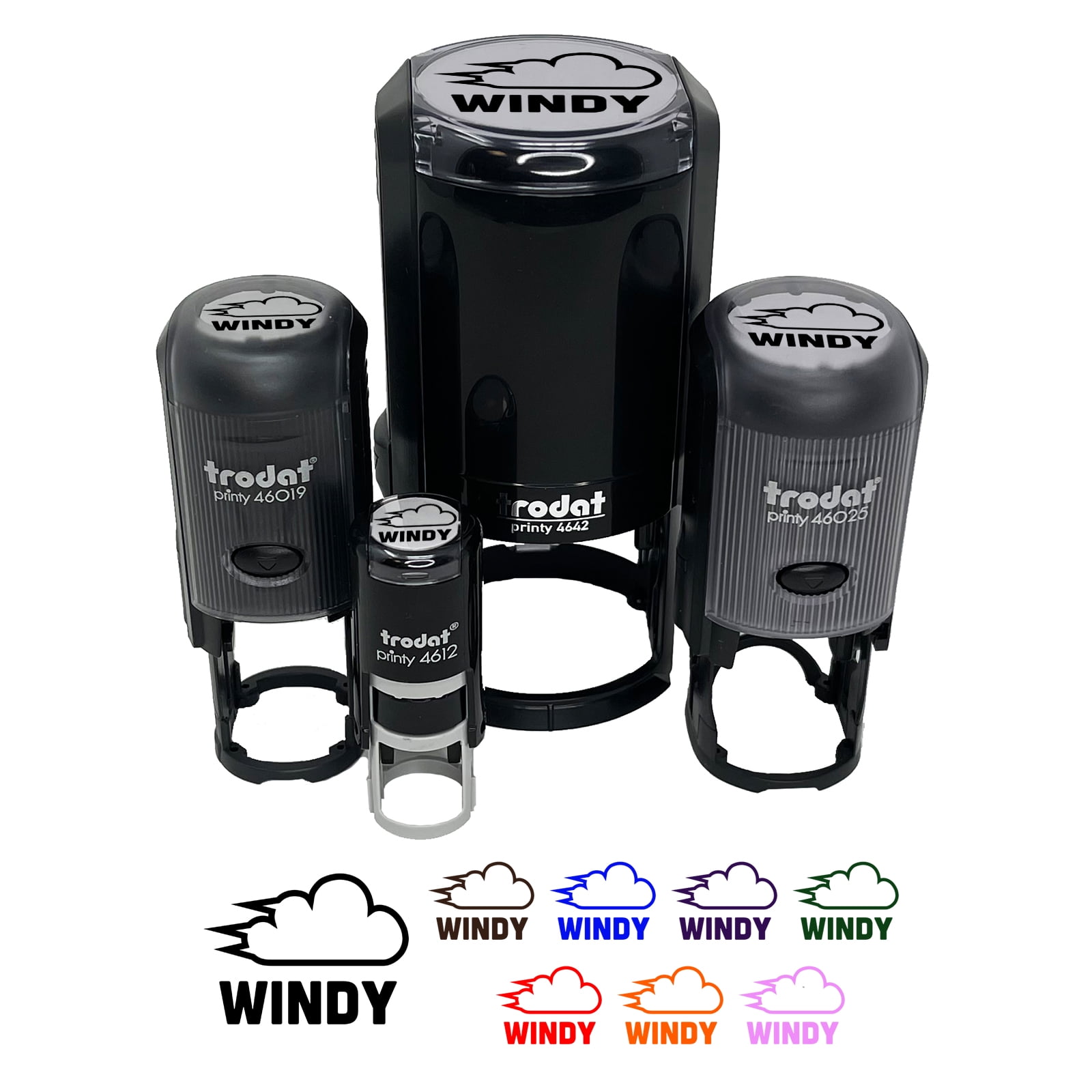 Windy Wind Weather Day Planning Self-Inking Rubber Stamp Ink Stamper - Fuchsia Ink - Medium 1 Inch