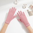 thumbnail image 2 of 1 Pair Women Winter Gloves Extra Soft Elastic Solid Color Plush Lining Windproof Cold Weather Gloves Pink, 2 of 8