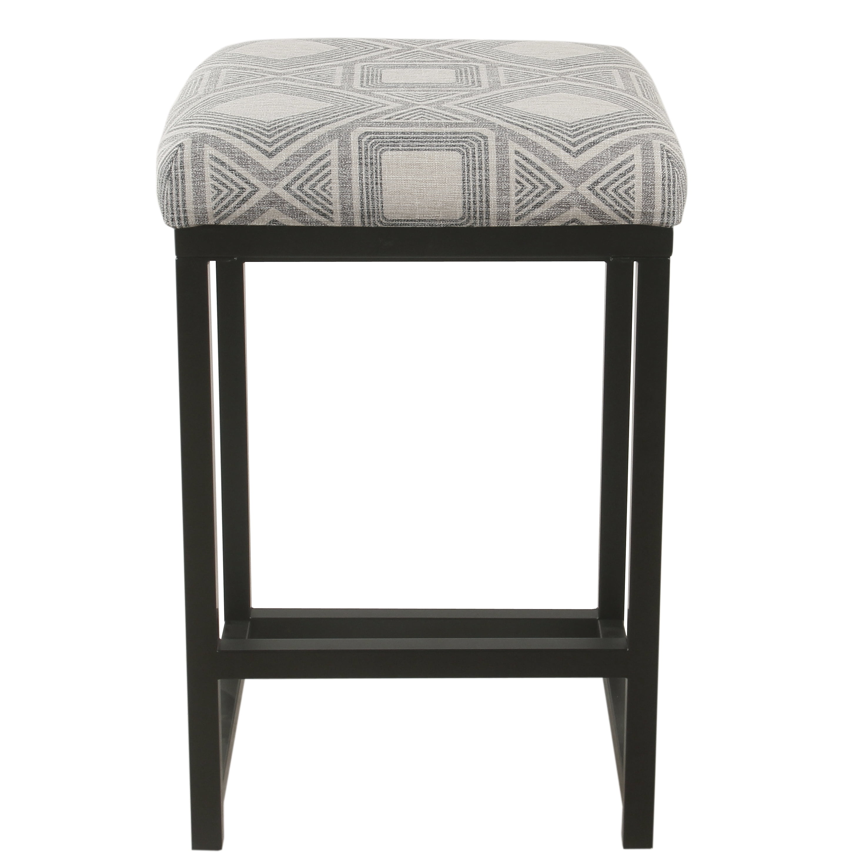 HomePop Open Back Counter Stool Charcoal Square Geometric
