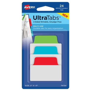 "Avery Printable Self-Adhesive Plastic Tabs, 1-1/4"", White, Pack of 96 ...