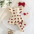 thumbnail image 3 of Kiijoy Baby Girls Floral Bow Cotton Flutter Sleeve Dress Stockings Headband 3Pc Set, 3 of 3