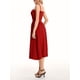 thumbnail image 2 of Vestido midi casual de verano para mujer, sin mangas, sin espalda, vestido de una línea de moda con bolsillos laterales de corte bajo,Red,L, 2 of 6