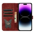 thumbnail image 2 of Decase Phone Shell for Apple iPhone 15,Butterfly Cat Embossed Pattern Folio PU Leather Card Slots Holder Wallet Cover Case With Magnetic Clasp,for  iPhone 15 - Winered, 2 of 7