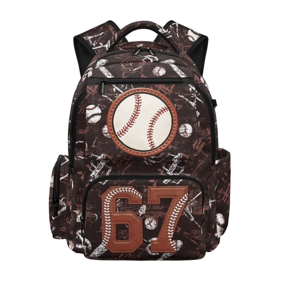 Chririnla Retro Baseball Print Kawaii School Backpack with Waterproof Padded Shoulder Straps Book Bag, Breathable 17 Inch Zaino per ragazze for Travel Daily Use