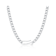 Silver Stainless Steel Hook Curb Link Chain Necklace for Men and Women, 20