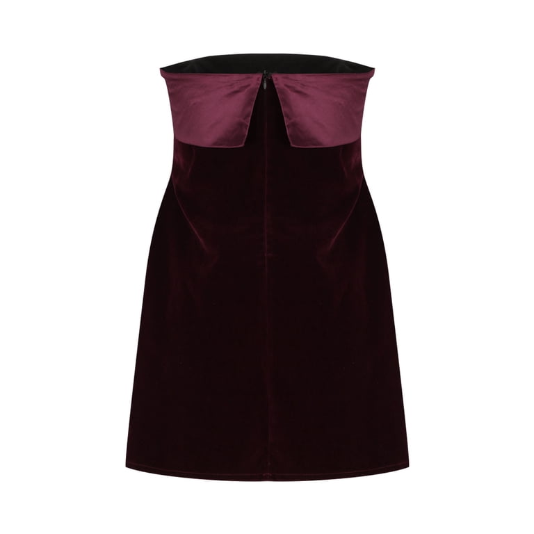 burgundy velvet strapless mini dress Flirty Luxe Velvet Skater Dress
