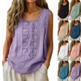 thumbnail image 2 of Womens Summer Linen Tank Tops Boho Wide Strap Sleeveless Tops Floral Embroidered Blouses Flowy Bohemian Causal Shirt (L,Purple), 2 of 8