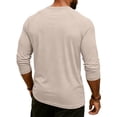 thumbnail image 4 of Resicozy Mens 3/4 Sleeve Tshirts Casual Henley Raglan Tops Classic Big and Tall Shirt Button Down Clothes Spring Summer Khaki S, 4 of 6