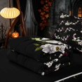 thumbnail image 5 of Homewish Halloween Skull Moth Zipper Queen Comforter Set with Fitted Sheet and 2 Pillowcases for Girls, Moon Star Floral Zipper Bedding Set, Black White Pink, Black Reversible, 5 of 7