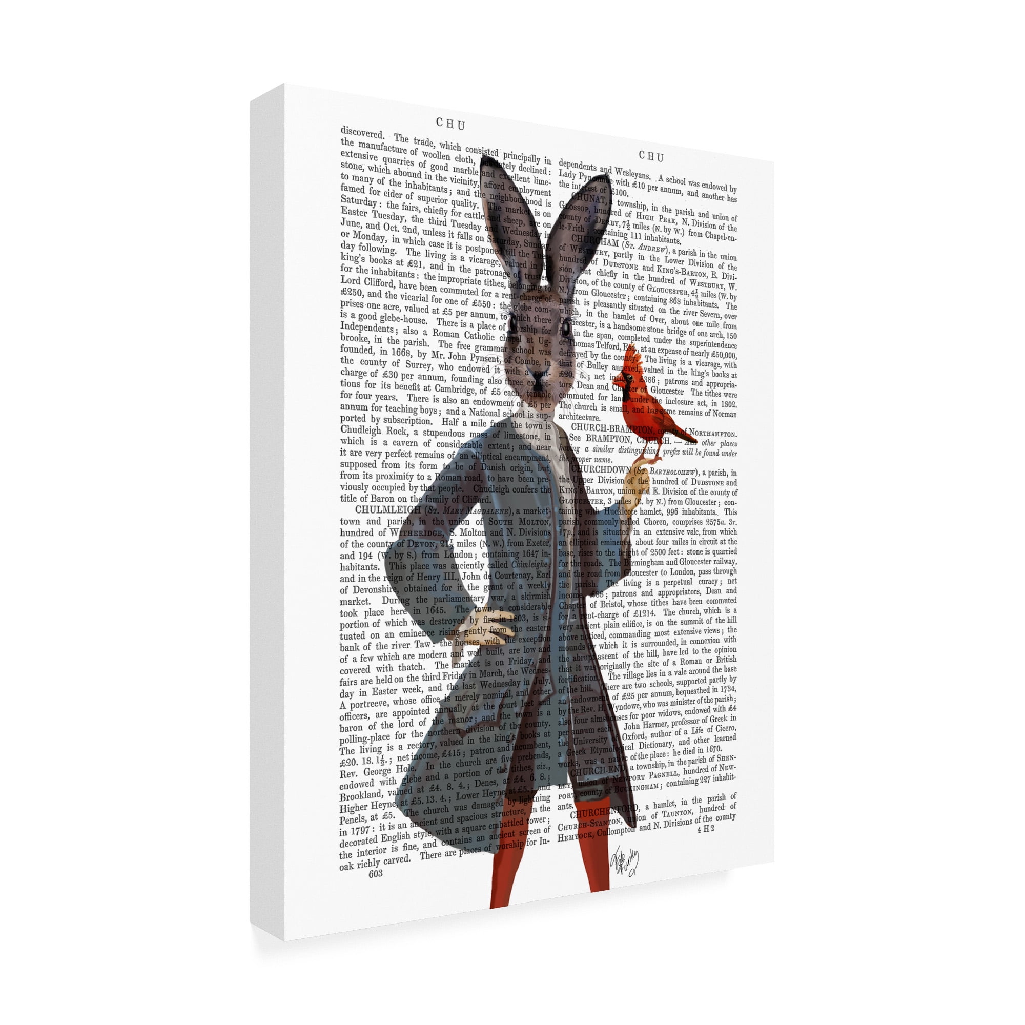 Trademark Fine Art 'Rabbit And Bird' Canvas Art by Fab Funky