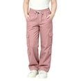 thumbnail image 3 of Cargo Pants for Girls Wide Leg High Waist Parachute Pants with Pockets & Drawstrings (Pink 7-8 Years), 3 of 6