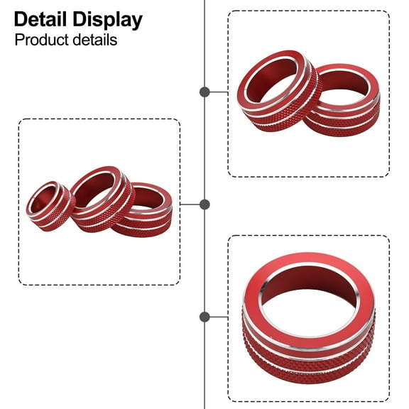 4* Car Air Conditioning Mirror Knob Cover Car Ac Control Switch Button Cover Aluminum Alloy For Toyota For Corolla 2019 -2025 Red Fangkenuo