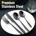 thumbnail image 4 of WANOSS Silverware Set, Avalon 24 Piece Flatware Set Service for 6, High Grade 18/10 Stainless Steel Cutlery Set, Mirror Polished, Dishwasher Safe(Black), 4 of 12