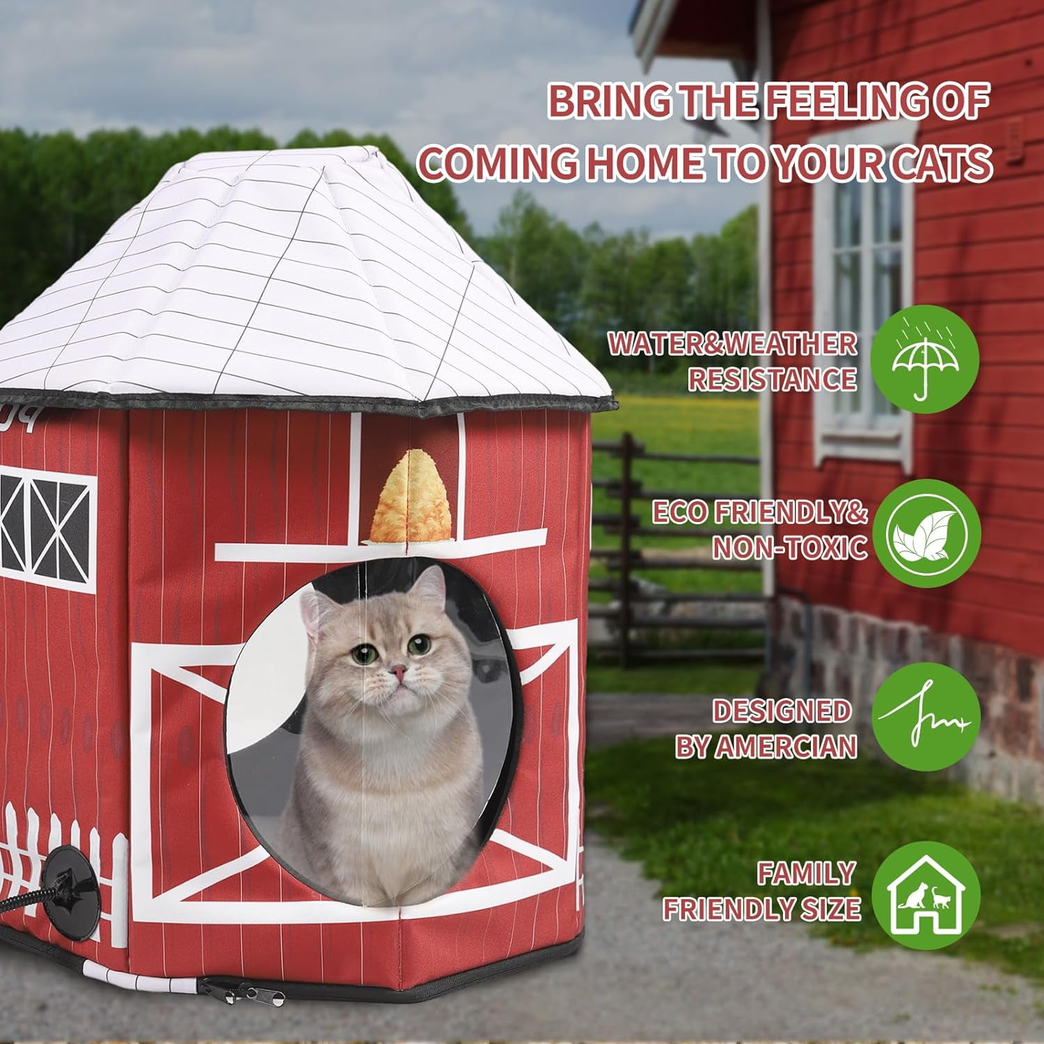Heated Outdoor Cat House Weatherproof Cat Small Dog Warm Pet Shelter Carrier NEW PP10_Barn