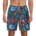 thumbnail image 3 of Uemuo Marine Inhabitants Pattern Mens Swim Trunks Quick Dry Board Shorts with Mesh Lining, Stretch Beach Shorts Quick Dry No-Chafing Board Shorts-XX-Large, 3 of 9