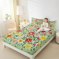 thumbnail image 4 of Feelyou Kawaii Spring Floral Bed Sheets, Rustic Vibrant Flower King Sheets, Farmhouse Botanical Plant Sheet Set, Super Cozy Room Decor, 4pcs, 4 of 7