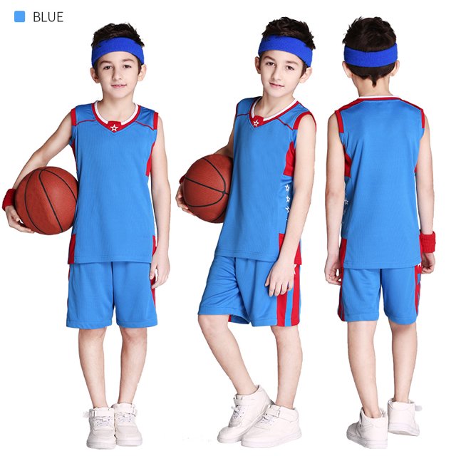 Kids Basketball Jersey Personalized Custom Boys Girls Basketball Uniform Sets Polyester Breathable Basketball Shirt For Children LS