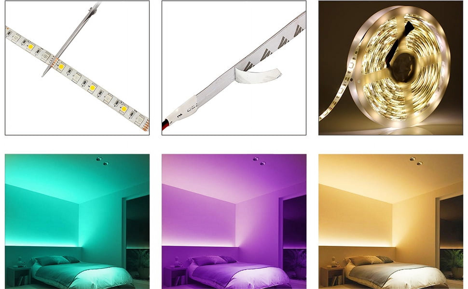 SUPERNIGHT RGBWW Flexible 16.4ft 5M 300LEDs Color SMD 5050 LED Strip Light IP65 Waterproof + 44Keys IR Remote Controller + Power Supply Full Kit