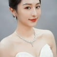 thumbnail image 5 of Luxury CZ Costume Necklace Earrings Set for Wedding Brides Gold Plated Jewelry, 5 of 9