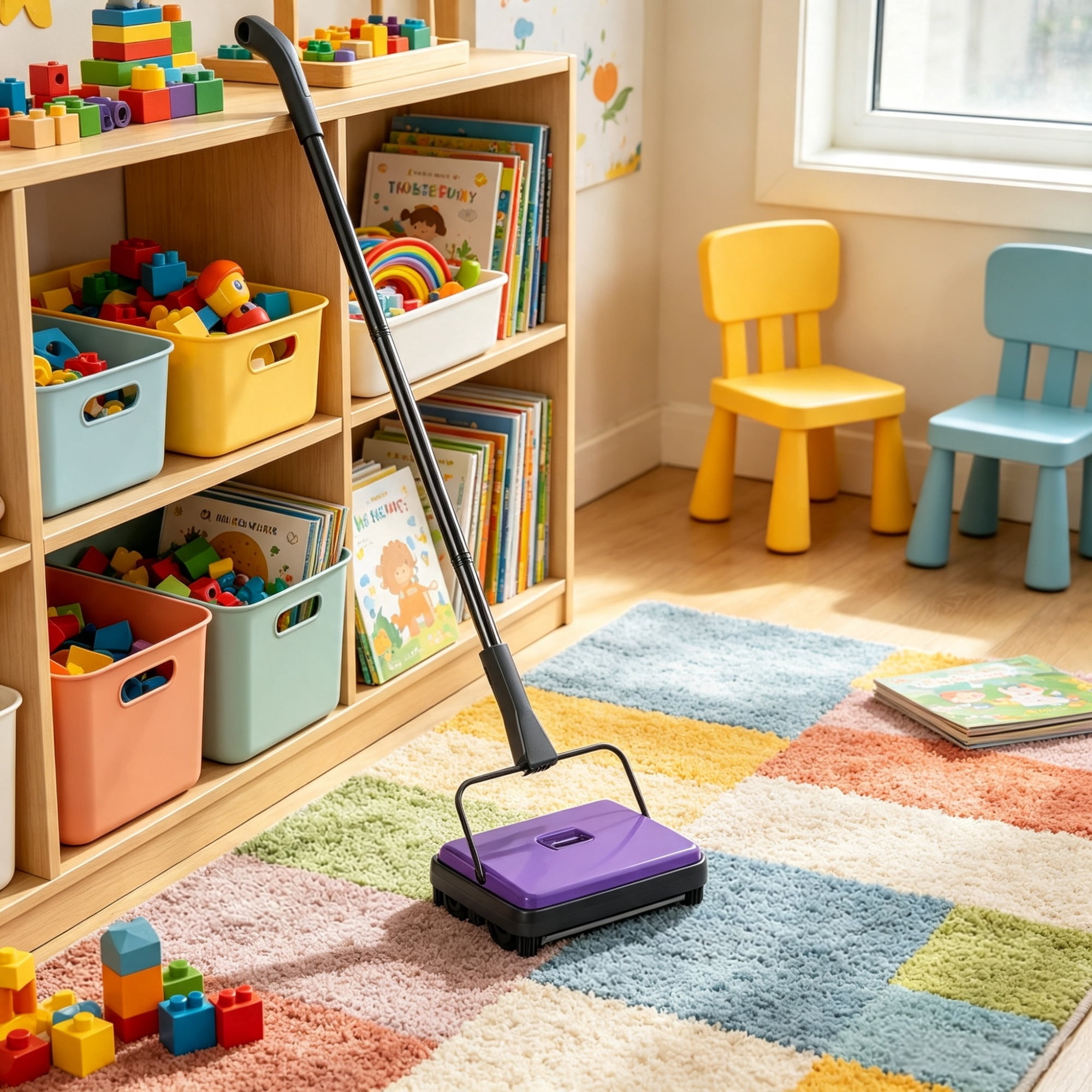 6.7" Manual Carpet Sweeper, Floor Sweeper with 300 ml Dustbin for Pet Hair & Home Office
