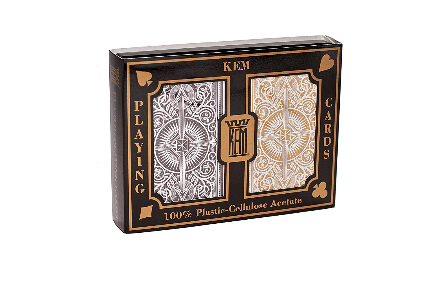 2 deck set Black and Gold Wide Jumbo Index Details about   KEM Arrow Poker Size Playing Cards 