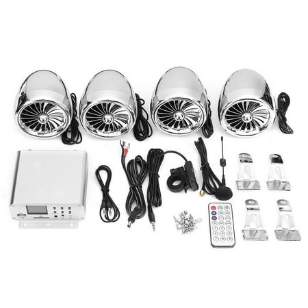 Motor USB Audio FM TF MP3 Handlebar Stereo 4 Speaker Amplifier Sound System Alarm Motorcycle Motorbike