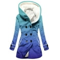 thumbnail image 2 of Spring Saving Deals 50% Off Clear!GaThRRgYP Women's Outerwear Tops Clearance Sale under $10,Velvet Double Breasted Hooded Solid Color Mid Length Women's Solid Color Temperament Commuting Jacket, 2 of 5