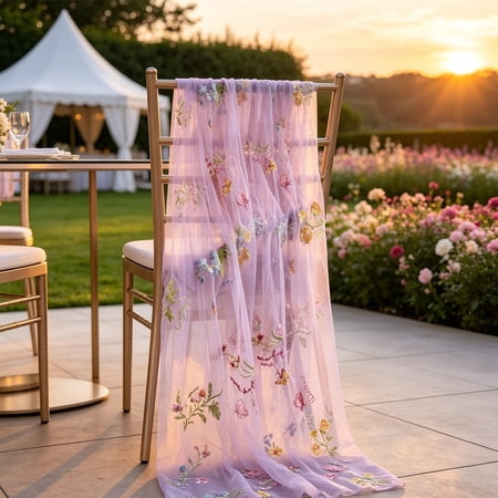 ShaoXinWan White Embroidery Floral Table Runner Polyester Sheer Flower Dining Table Decor Decorative Table Linen for Wedding Party Banquet Home Dining Room Use
