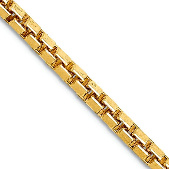 14k Yellow Gold Solid Polished 2.5mm Box Chain Necklace 24 Inch Lobster Claw Chain Necklace for Women and Men