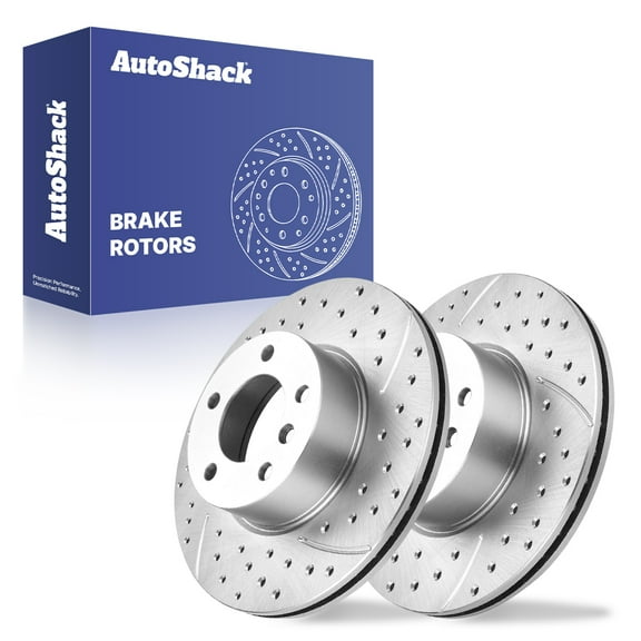 AutoShack 12.28" (312 mm) Front Vented Drilled & Slotted Brake Rotors Coated | Replacement for 2007-2016 BMW 328i 2009-2016 BMW 328i xDrive | Silver Zinc Coated | 2-PC Set | SilverShield Pro