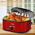 thumbnail image 3 of 18 Quart Roaster Oven with Self-Basting Lid, Large Electric Turkey Roaster Oven with Defrost & Warm Function, Adjustable Temperature, Removable Pan & Rack, Stainless Steel, Red, 3 of 8