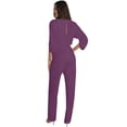 thumbnail image 5 of KOH KOH Long Pants Formal Cocktail Evening One Piece Fall Pockets Dressy Jumpsuit Romper Suit Casual Outfit Playsuit Tall 3/4 Short Sleeve For Women Purple XX-Large 18-20 NT118, 5 of 6