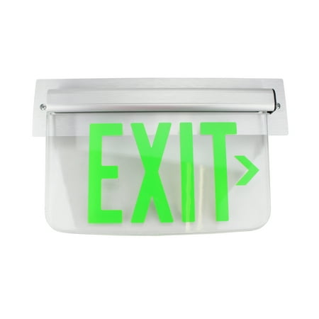 - Dual Lite Hubbell Lewsgrna Le Series Edge-Lit Led Exit Sign, Wall Mount, Right Arrow, Green