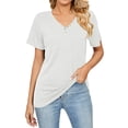 thumbnail image 2 of Tittly T Shirts for Women Spring Tops for Women Women's Down V Neck T Shirts Short Sleeve Tunic Shirts Basic Tee Casual Knit Tops Tshirts Shirts Basic Tees White M, 2 of 4