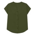 thumbnail image 5 of Womens Blouses Ndbuld Women's Fashionable V-neck Button-down Short-sleeved Shirt Top Army Green XXL, 5 of 6