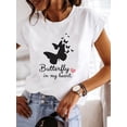 thumbnail image 2 of Women Summer Clothes Graphic T-shirt Fashion Short Sleeve Print Love Style 90s Trend Cute T Shirt Clothing Tee Female Top, 2 of 7