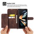 thumbnail image 3 of Jiahe Cover for Samsung Galaxy Z Fold 4, Wallet Case with Card Holder,Embossde Flower Flip Leather Magnetic Shockproof Card Slots Stand with Shoulder Strap Full Body Cover Case, brown, 3 of 8