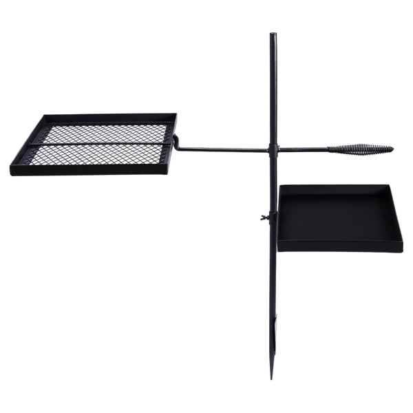 Swivel Campfire Grill Skillet Combo, Portable Heavy Duty Camping Grill Grate with Height Adjustable Grill Grate and Grill Pan and Carry Bag, Black