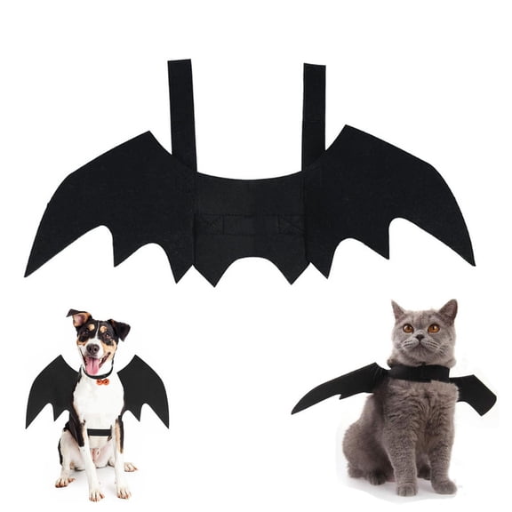 Halloween Dog Cat Bat Wings Costume, Pet Halloween Cosplay Party Dress Up Costume for Small Dogs and Cats(M) Black