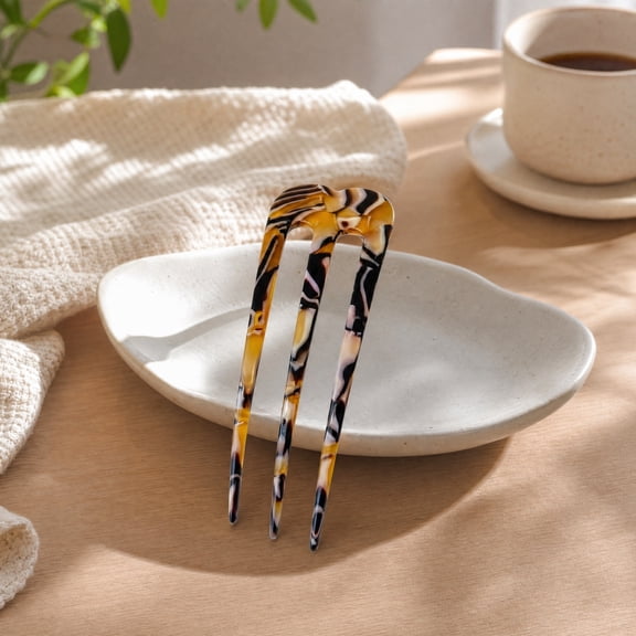 French Hair Pin for Women French Twist Hair Pin Acetate Large U Shaped Hair Forks 3 Prong Clips for Thick Hair Bun Updo Hair Sticks Elegant Hair Accessories for Daily Wedding Party Styling