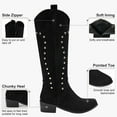 thumbnail image 3 of Ecetana Cowboy Boots for Women Western Booties Wide Calf Rivet Chunky Heel Boots, 3 of 5