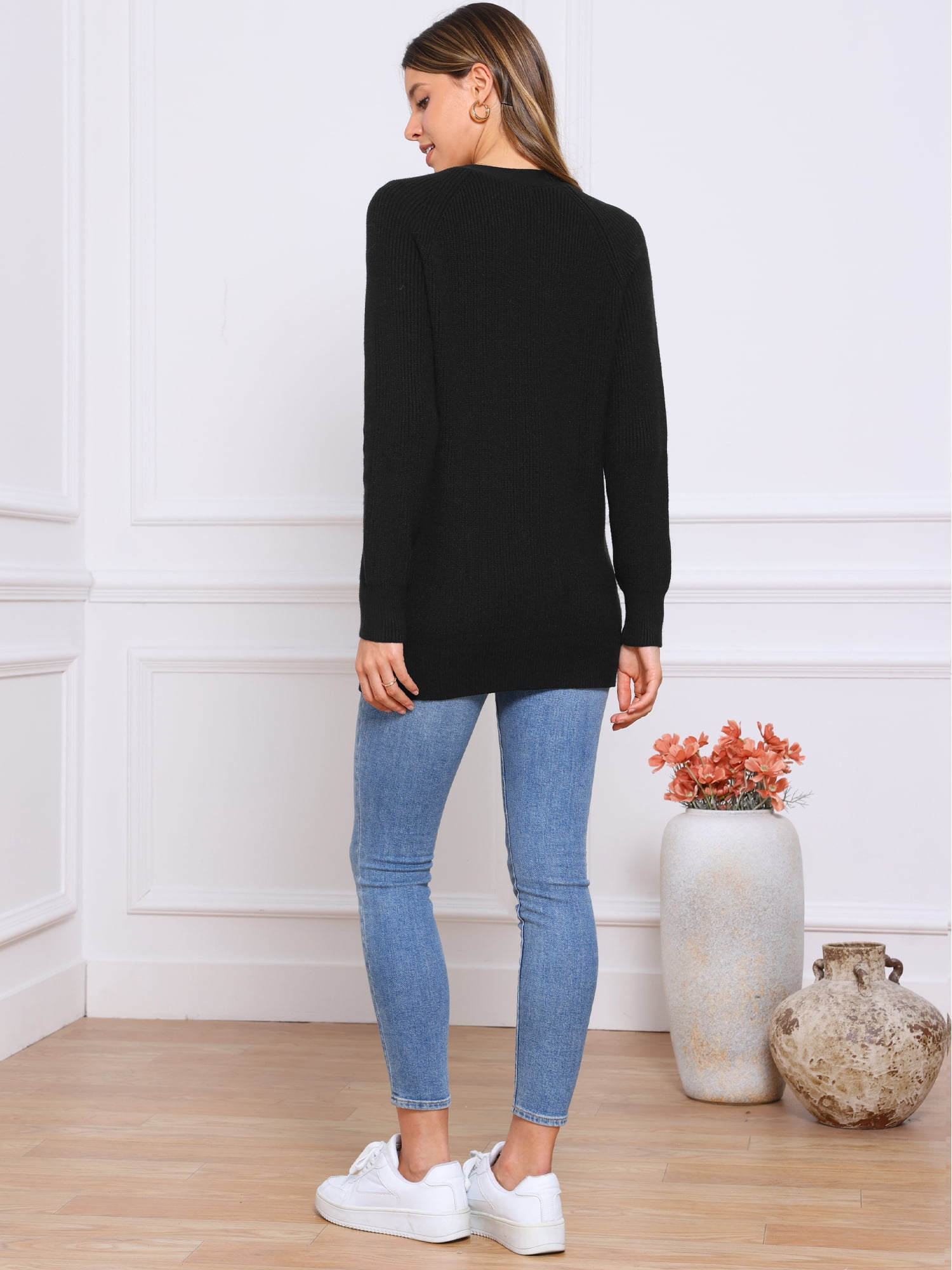 DARING DIVA Women's Open Front Button Down Cardigan Sweaters XS Black