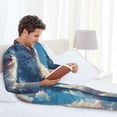thumbnail image 6 of Lsque Clear Sky Blue Cat Pattern Long Sleeve Pajama Set for Men - Soft 2-Piece Sleepwear and Loungewear Set with Pockets, Comfy Nightwear-XX-Large, 6 of 7
