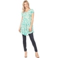 thumbnail image 5 of Sakkas Xoana Women's Casual Cap Sleeve V-neck Flare Loose Boho Swing Short Dress - Green - Plus Size, 5 of 5