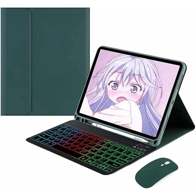 Samsung Tab A8 Funda con Teclado Retroiluminado de 10.5" con Teclado BT Desmontable, Verde