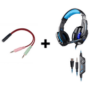 G9000 Pro Gaming Bass Over-ear Headset 3.5mm LED Lighting Noise Cancellation and In-line Controller Headphone Earphones with Microphone for PS4 Tablet Laptop