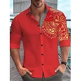thumbnail image 1 of Camisa de hombre nueva 2024 con estampado de patchwork, ropa de fiesta con solapa de manga larga, cómoda y suave tela, top casual para hombre S-6XL, 1 of 6