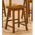 thumbnail image 4 of Bar Stool Set of 2, Solid Wood 24 inch Counter Height Chair with Footrest, Armless Chair for Kitchen, Home Bar, Oak, 4 of 7