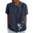 thumbnail image 2 of Njoeus Plus Size Tops for Women Tshirts Shirts for Women Linen Shirts for Women, Women's Casual Retro Style Casual Printed Short Sleeve Blouse V-Sleeve Blouse/Shirt Cute Tops On Clearance, 2 of 4